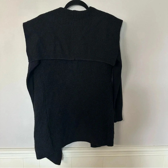 Willi Smith Long Sleeve Black Draped Open Front Merino Wool Sweater Sz S GUC - Picture 7 of 7